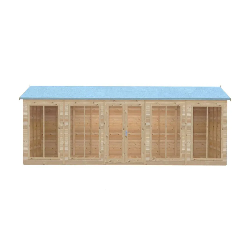 Shires Mayfield 20 x 6 Summerhouse - Wood - L179 x W595 x H240.9 cm in Light Brown
