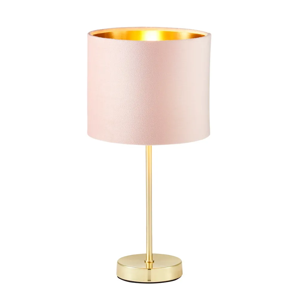 Velvet Table Lamp, Pink and Brass 1