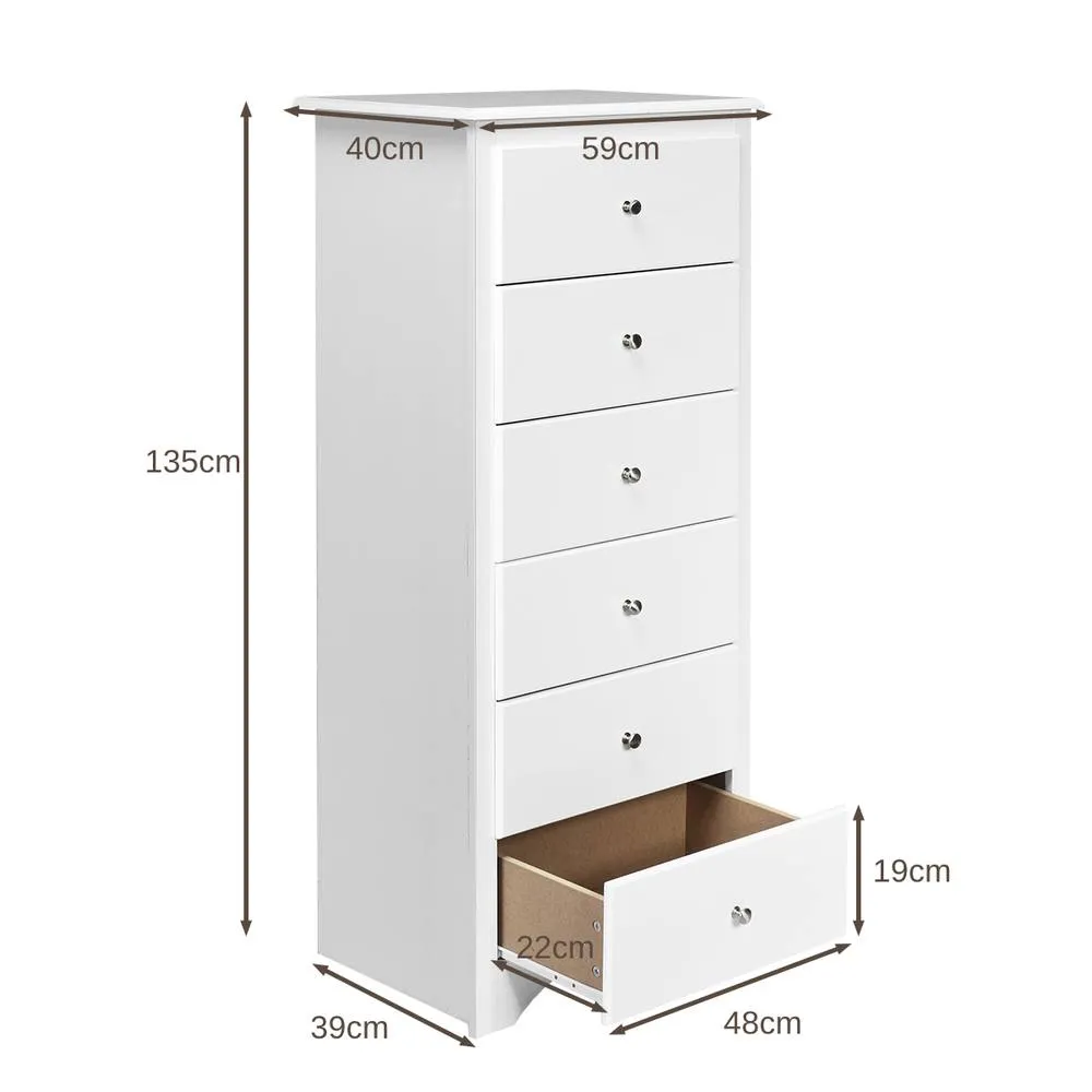 Costway Chest of Drawers Freestanding Storage Cabinet Classic Clothes Organizer White 2