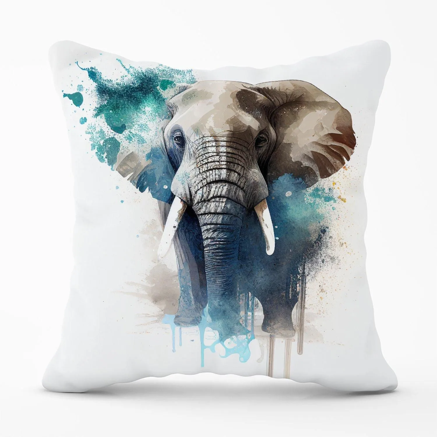 Warren Reed - Designer Majestic Elephant Splashart Outdoor Cushion in Grey