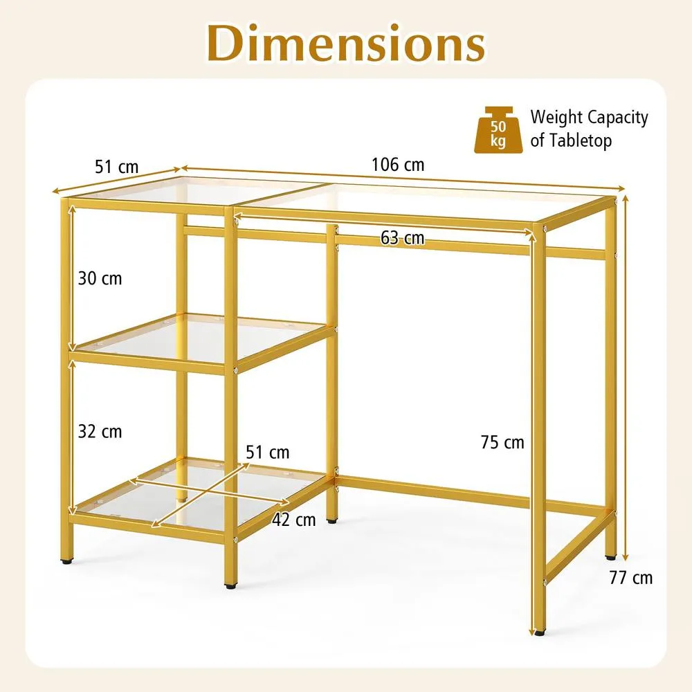 Costway 5-Tier Tall Narrow Storage Cabinet Organizer in Gold 2