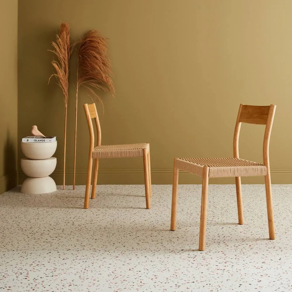 sweeek Pair Of Textured Boucle Chairs in Light Brown 6