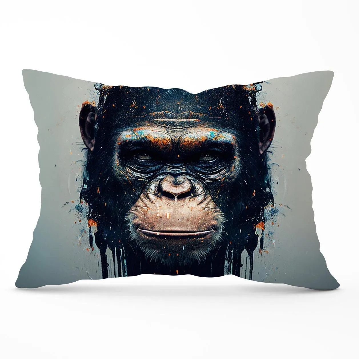Warren Reed - Designer Gorilla Face Splashart Cushions in Brown