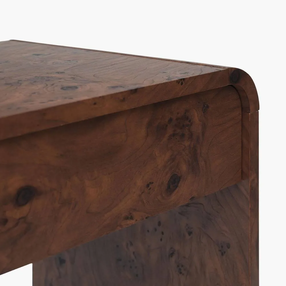 FurnitureboxUK Delphine Walnut Burl Wood Effect 2 Drawer Desk 4