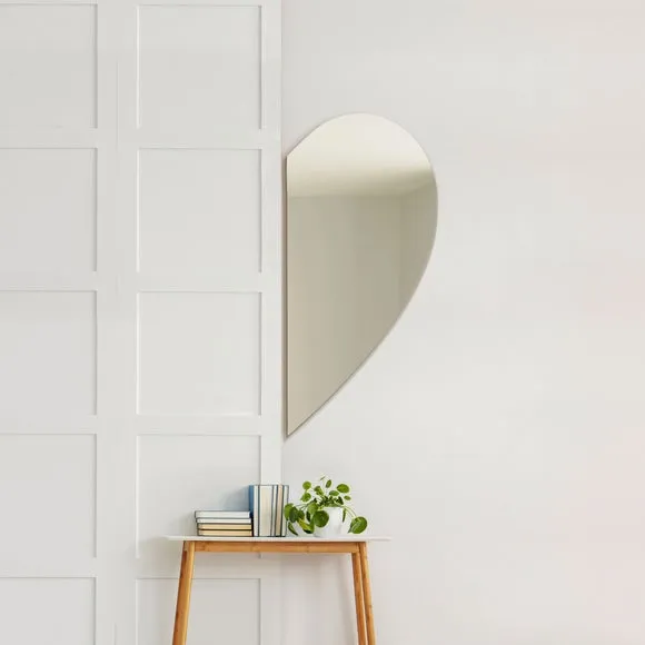 Wing Frameless Right Half Heart Wall Mirror