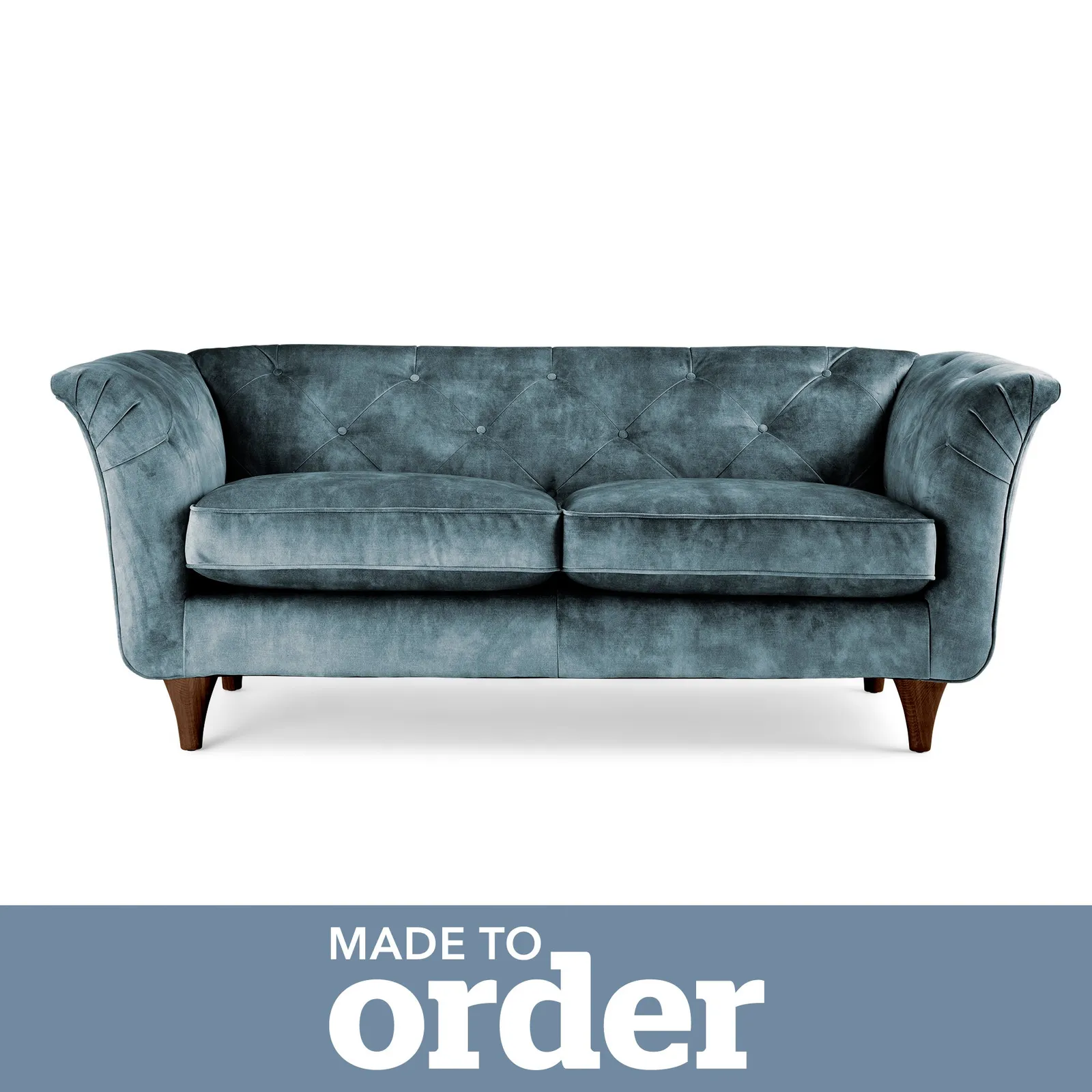 Jaipur 2 Seater Sofa Slub Velvet Slub Velvet Steel Blue