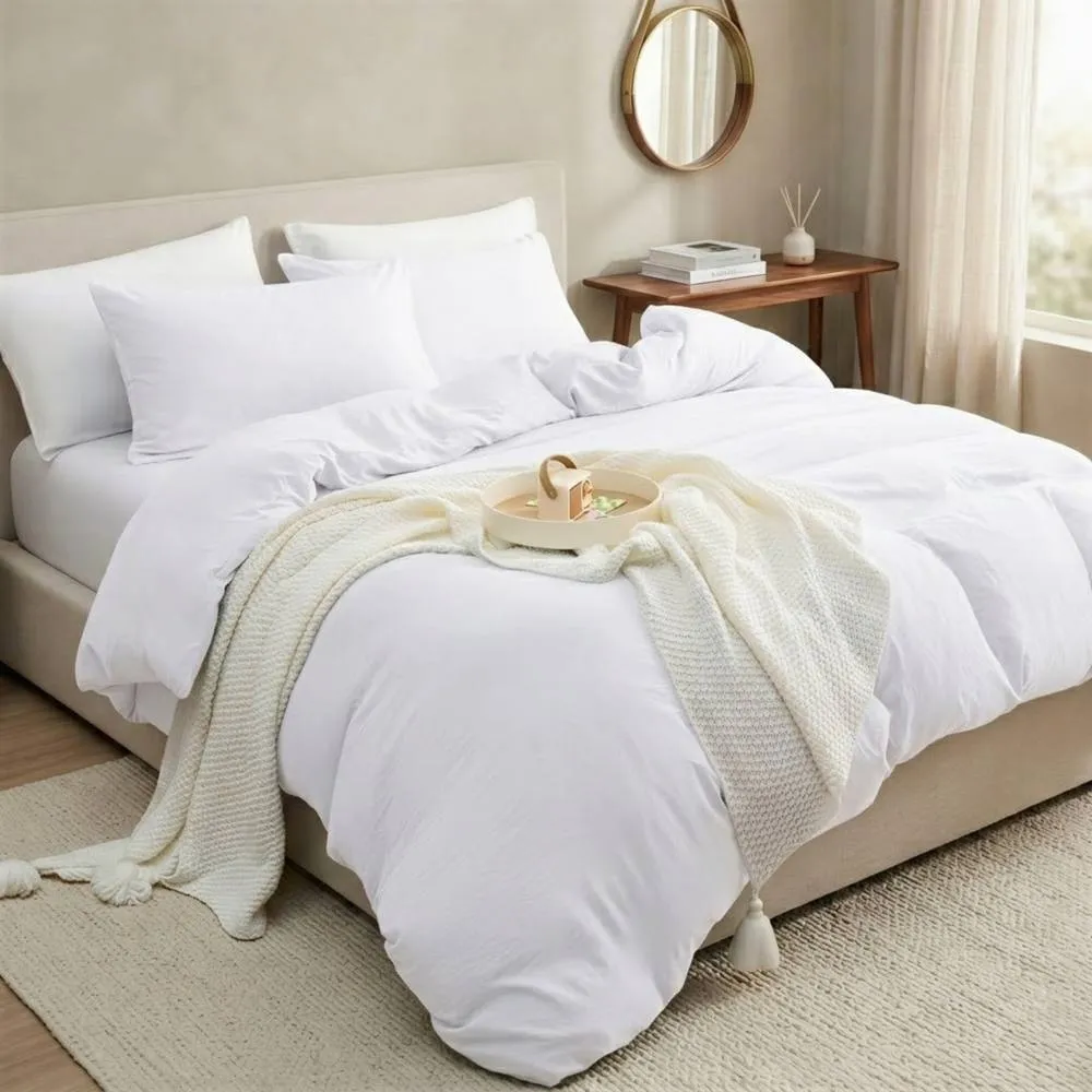 Pamposh Pre Washed Microfibre Duvet Cover Sets in White