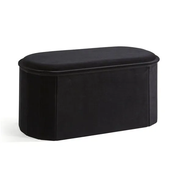 Recycled Velour Lozenge Ottoman with Tray 4