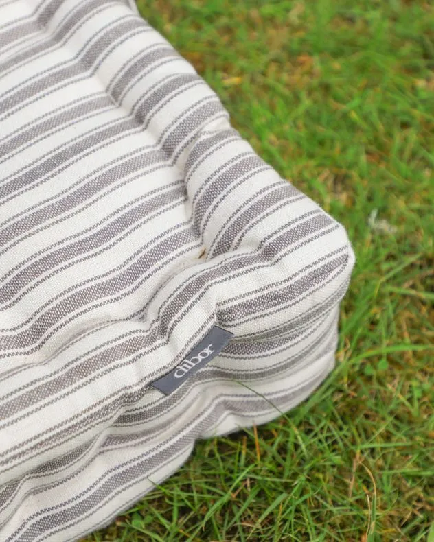 Dibor Set of 2 Grey Striped Box Outdoor Garden Chair Seat Pad Cushions L40cm x W40cm 4