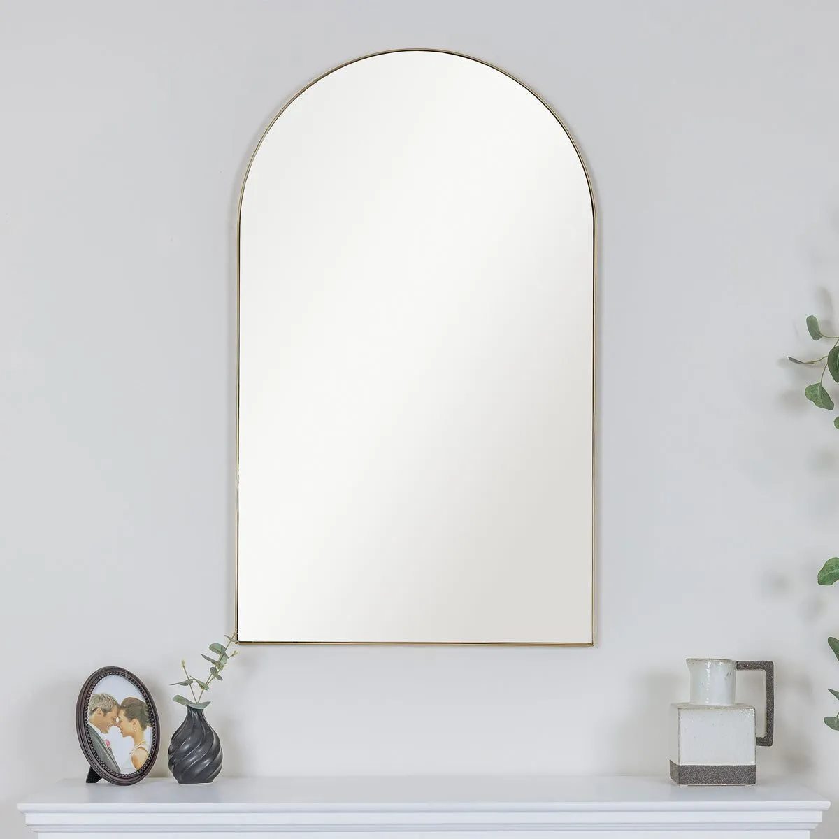 Melody Maison Large Framed Gold Arched Mirror - 100cm X 60cm in Metallic Gold