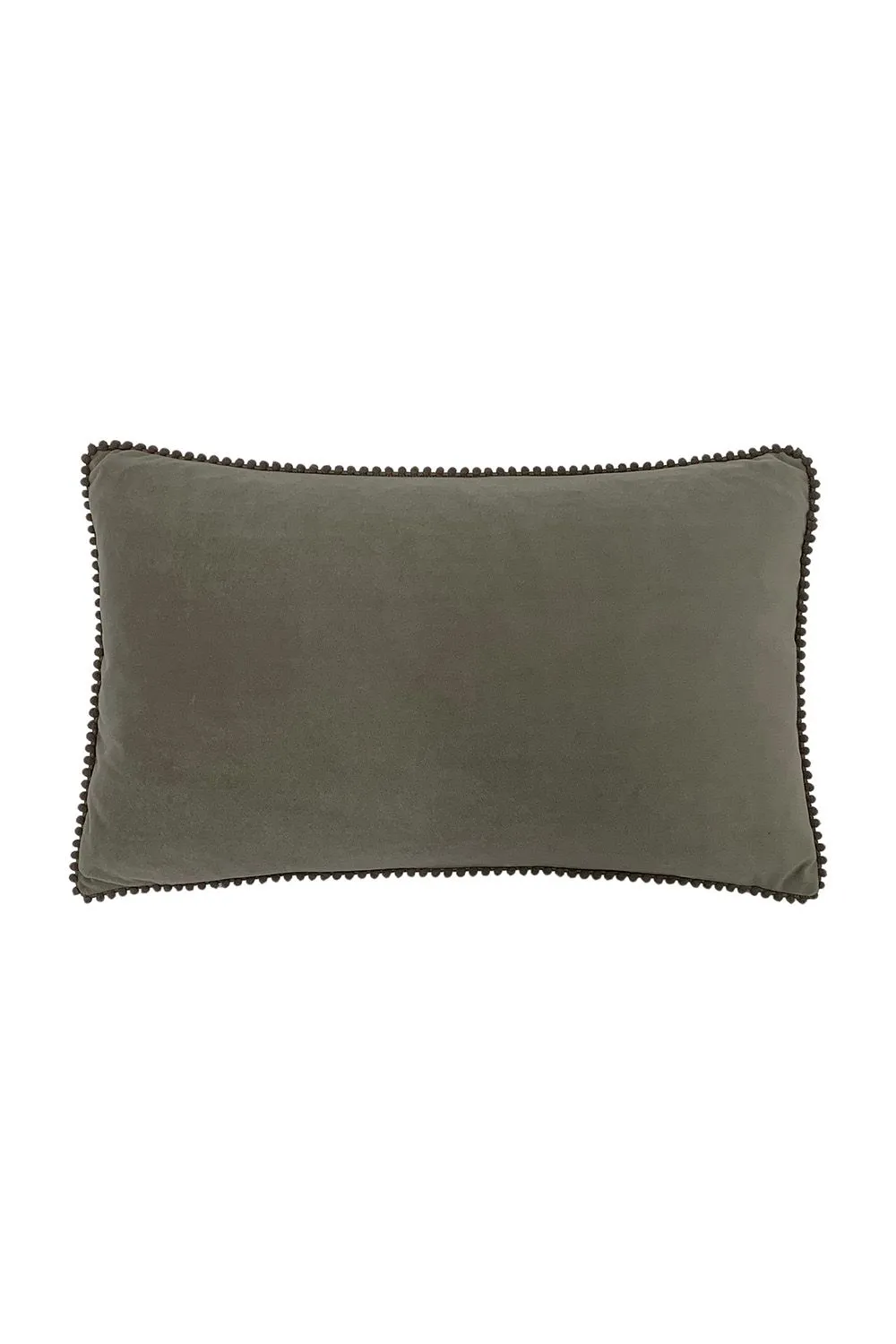 Furn Cosmo Soft Velvet Pom Pom Trimmed Cushion in Grey