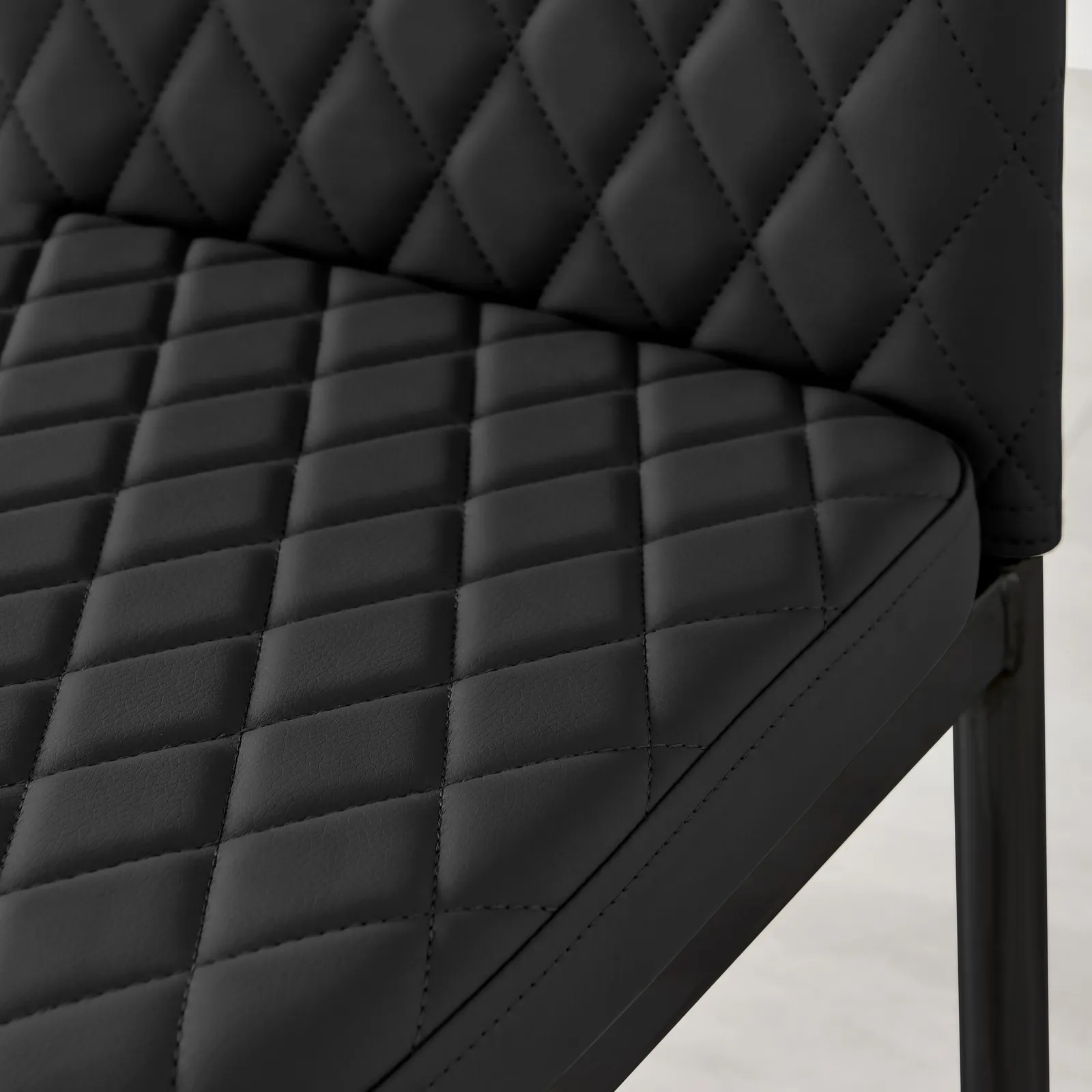 FurnitureboxUK Set of 6 Milan High Back Soft Touch Diamond Pattern Faux Leather Dining Chairs With Black Powder Coated Metal Legs 6