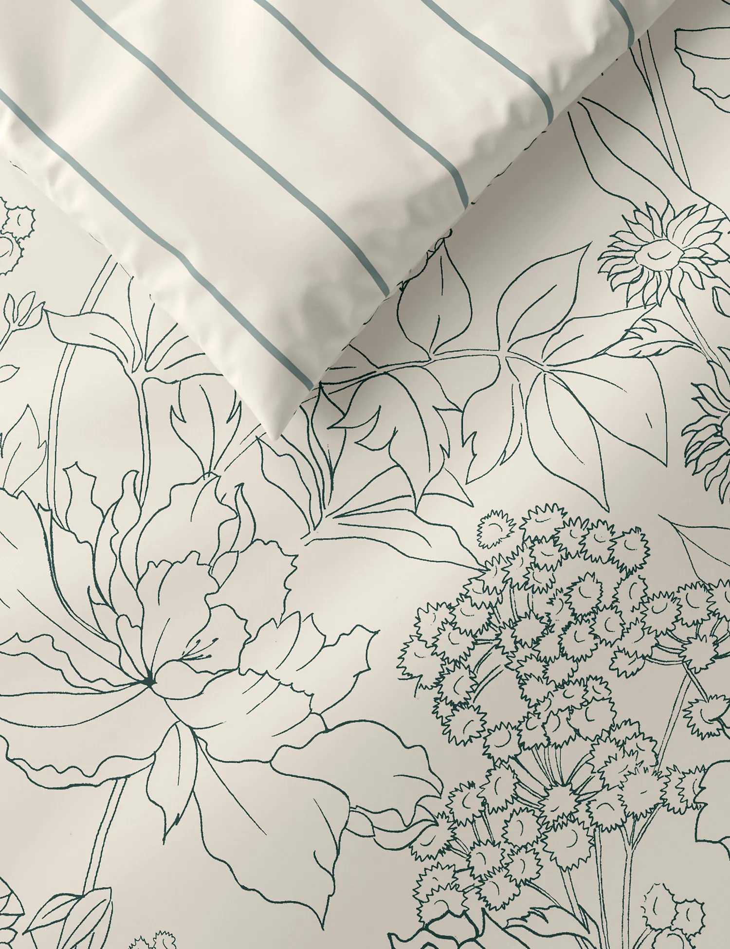 M&S Pure Cotton Linear Floral Bedding Set