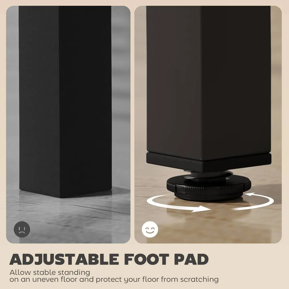 HOMCOM Bar Table Coffee Table with Adjustable Footpads Black Marble Effect 5