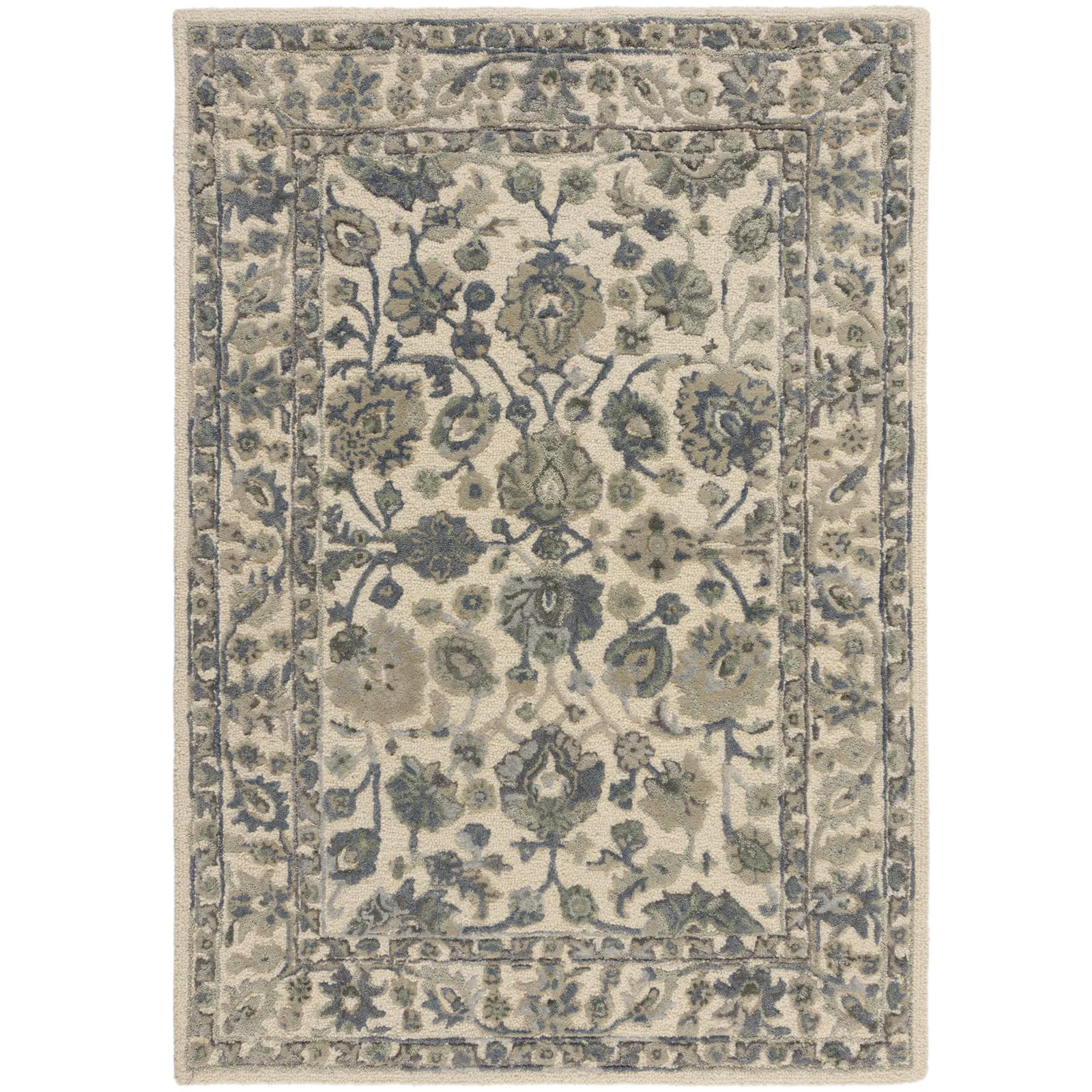 Chelsea Floral Rug Blue with White (Blue)