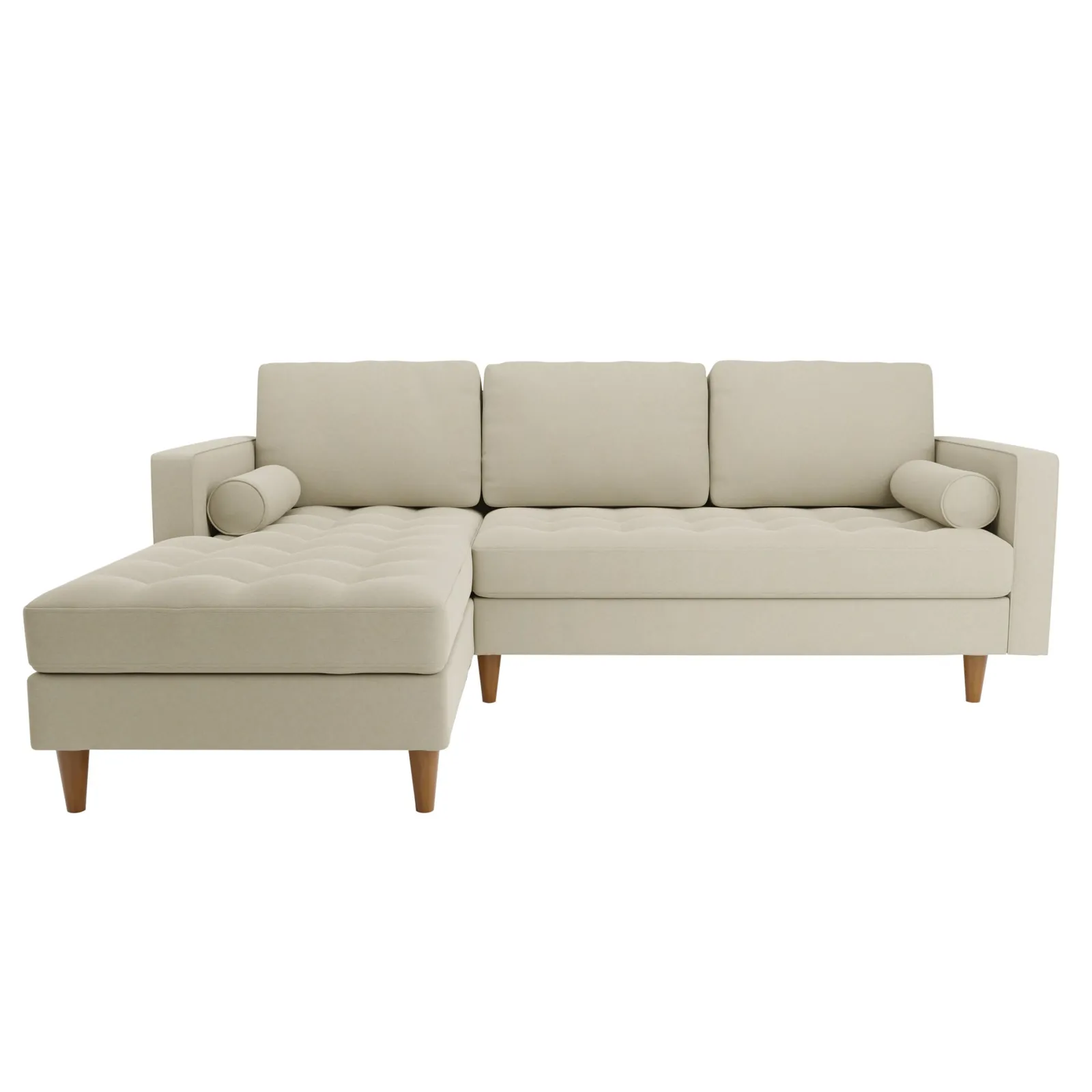 Zoe Flat Weave Left Hand Corner Sofa Beige