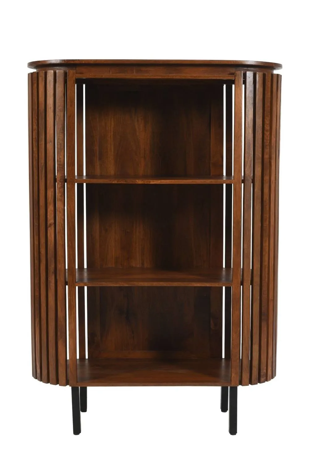 IH Design Tackley Three Tier Mango Wood Bookcase Display Cabinet in Brown 2
