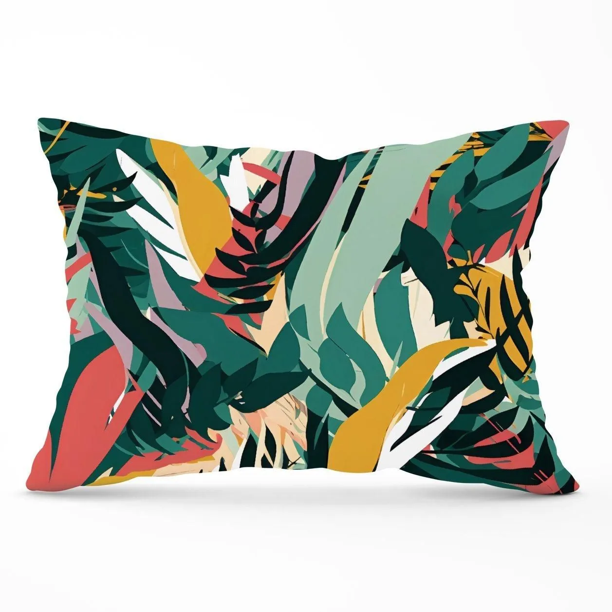 Warren Reed - Designer Coloured Tropical Leaves Cushions in Green