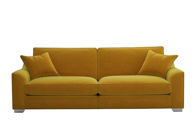 Isobel 4 Seater Fabric Fibre Fill Sofa - Golden Spice with Chrome Feet