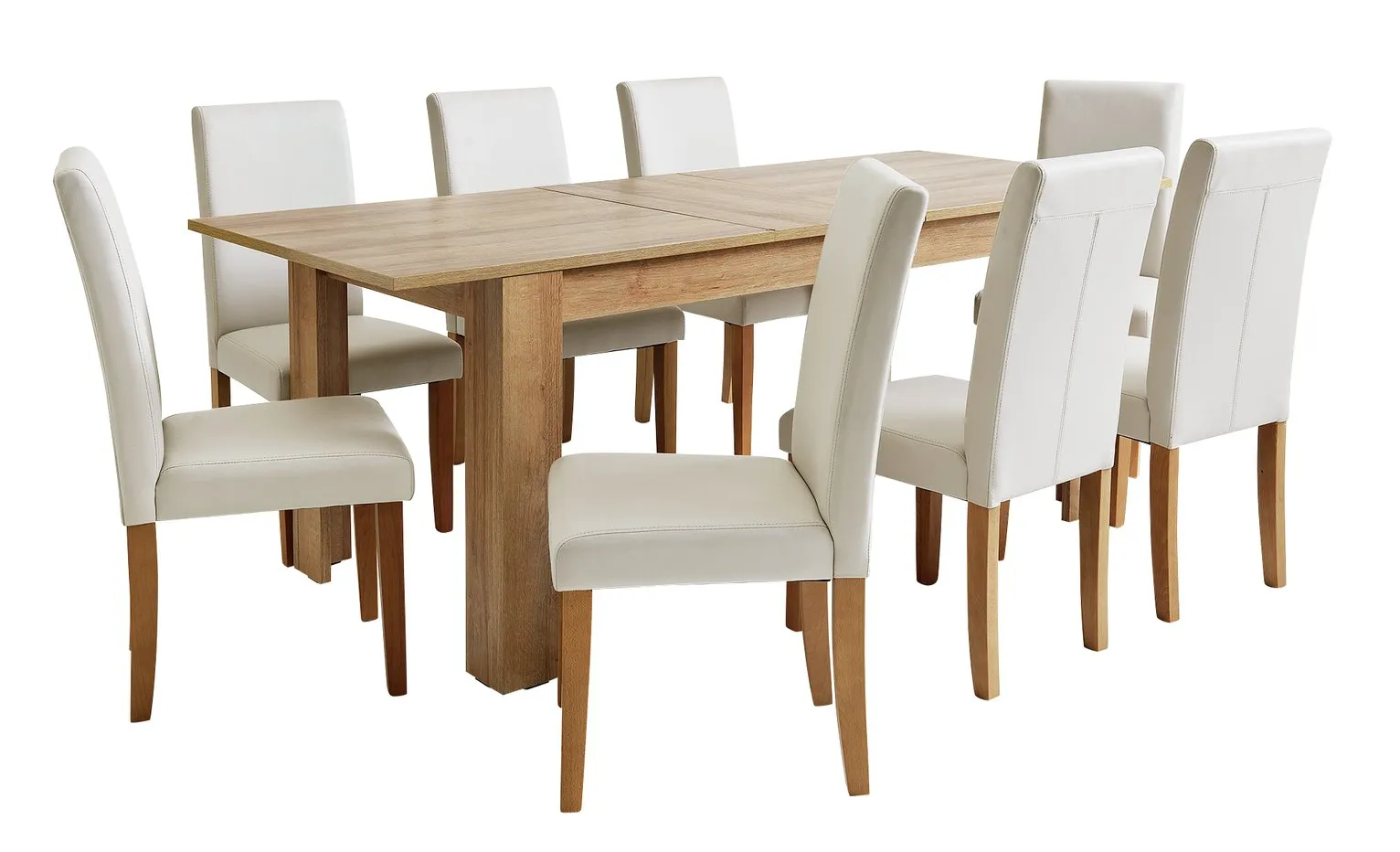 Argos Home Miami XL Extending Table & 8 Cream Chairs