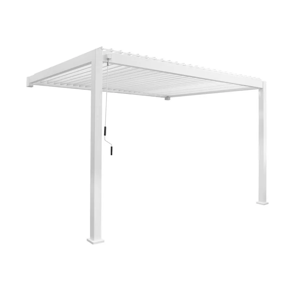 sweeek Lean to pergola with louvered roof aluminium 4 x 3m in White 1