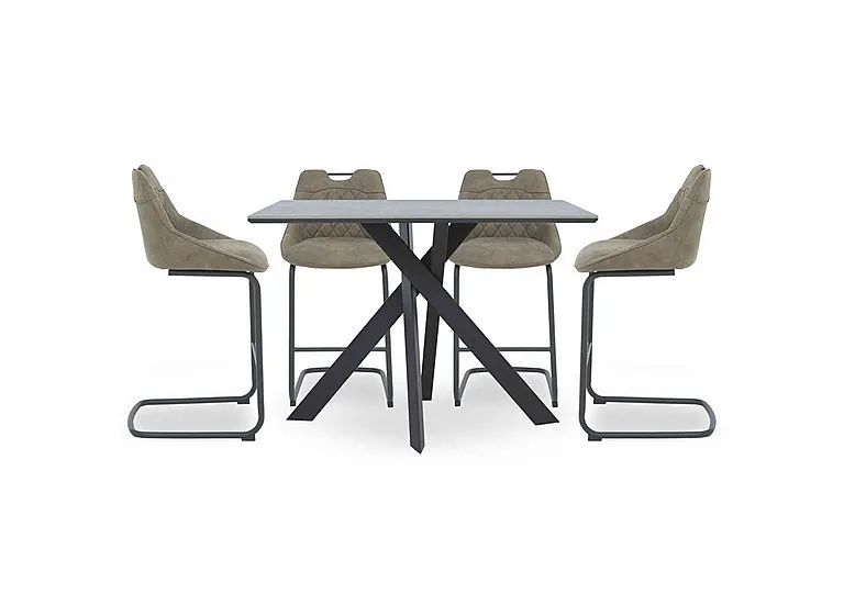 Warrior Grey Table and 4 Cantilever Bar Stools - Grey