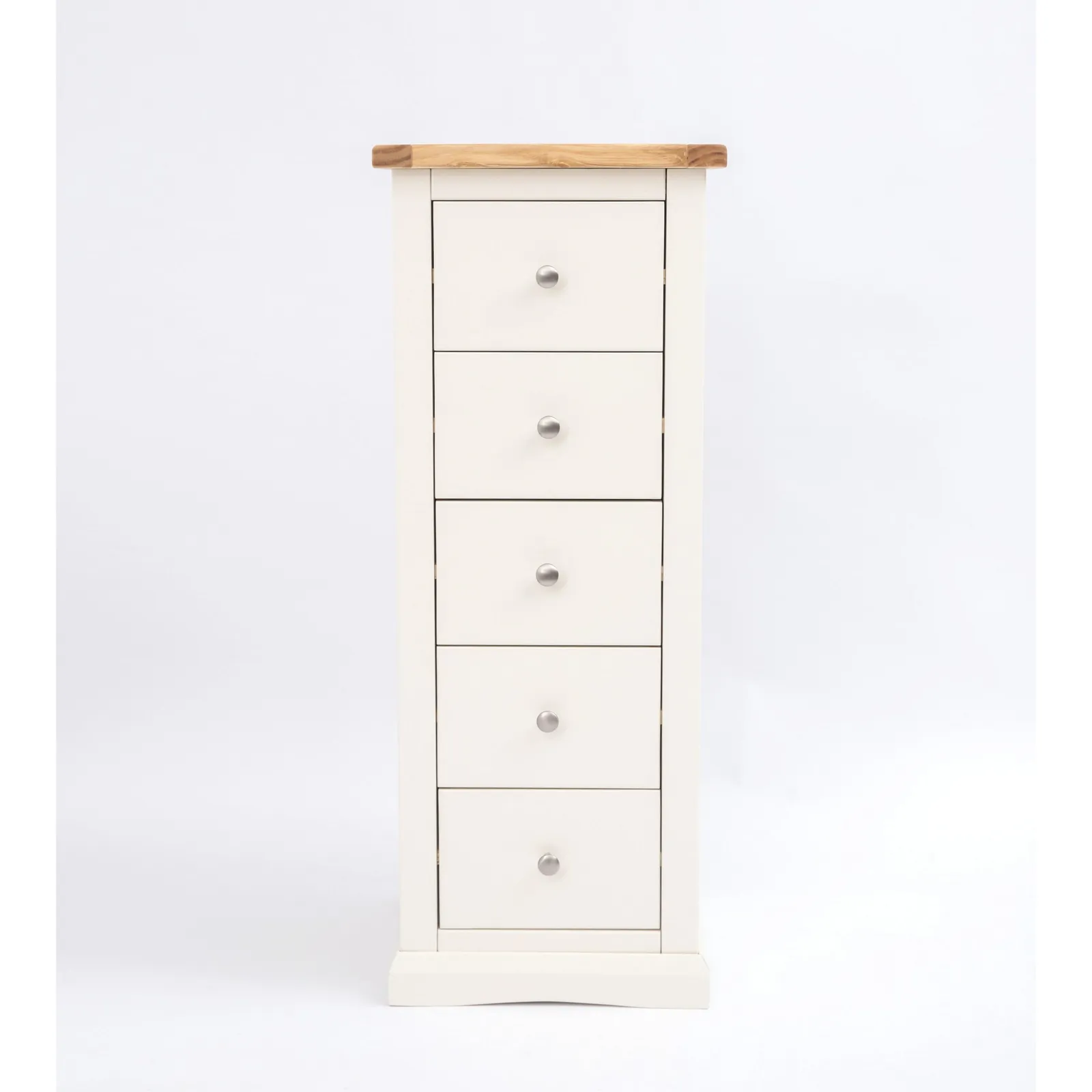 Cabinet Bits Castelli 5 Drawer Narrow Chest of Drawers Chrome Knob in Off-White