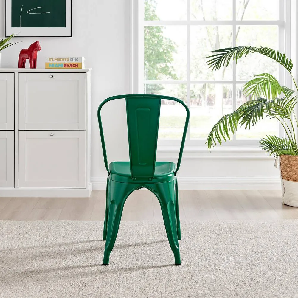 FurnitureboxUK Set of 2 Colton Industrial Steel Stackable Tolix Style Dining Chairs in Green 6