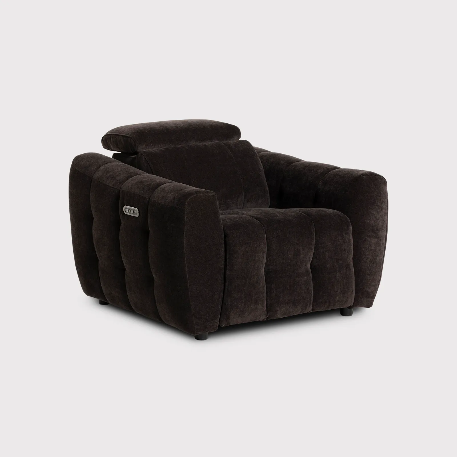 Montgomery Power Recliner Chair & Headrest, Brown Fabric | Barker & Stonehouse