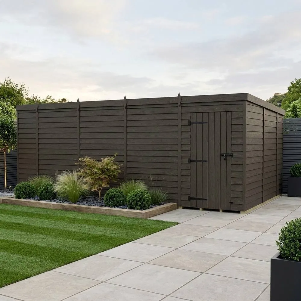 Buttercup Farm 18ft x 10ft Composite Pent Garden Shed Single Door No Windows in Grey 2