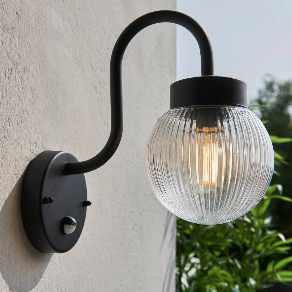 Netlighting Eldon Globe Wall Lamp Textured Black IP44 2
