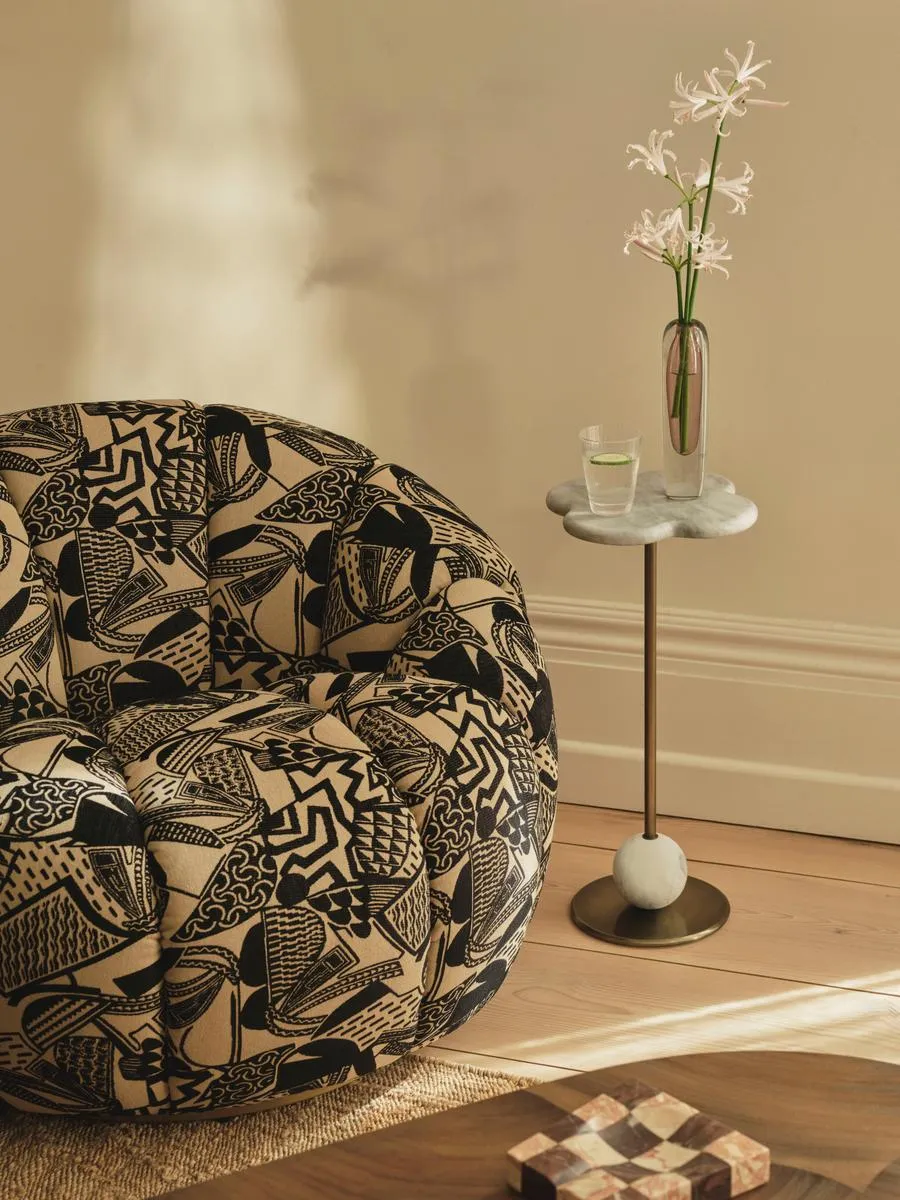 Vito Side Table, Tall, Arabescato Marble