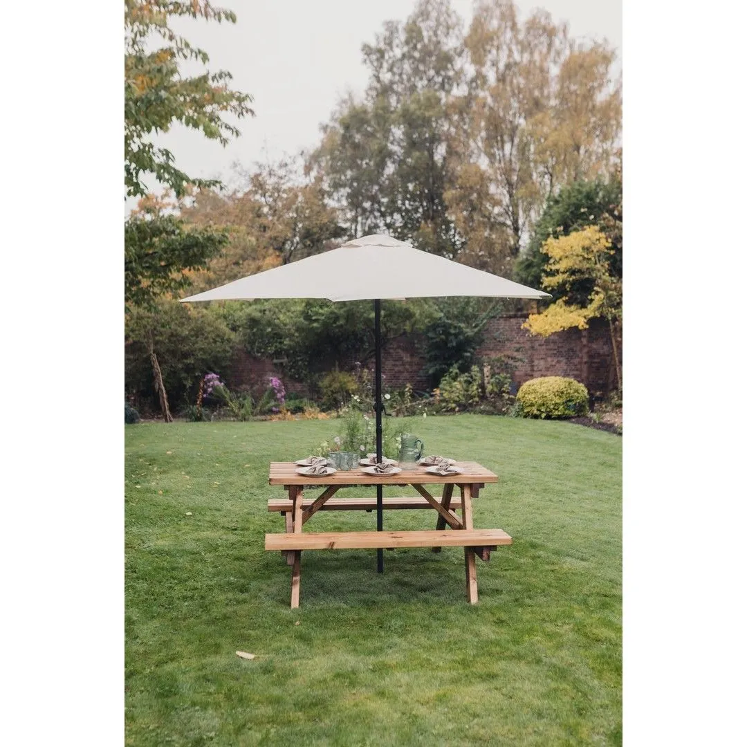 Churnet Valley Garden Furniture Ltd Valley Deluxe Picnic Table - L150 x W150 x H90cm - Partially Assembled in Brown 2