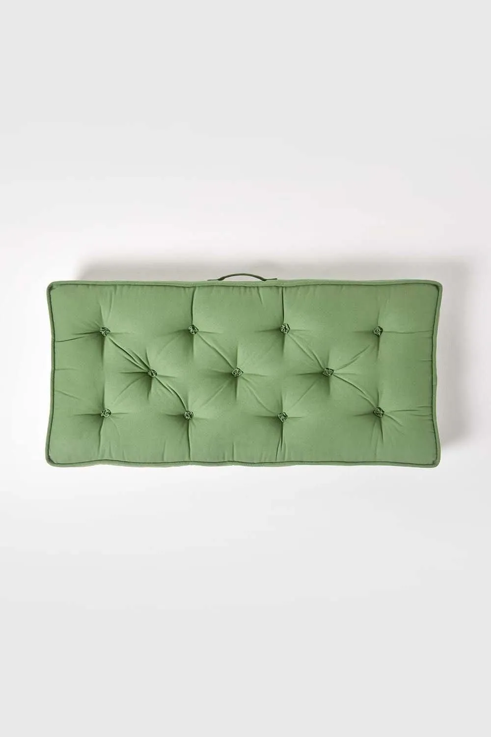 Homescapes Cotton 2 Seater Booster Cushion in Dark Green 3