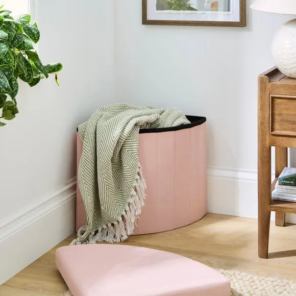 Faux Linen Corner Ottoman 2