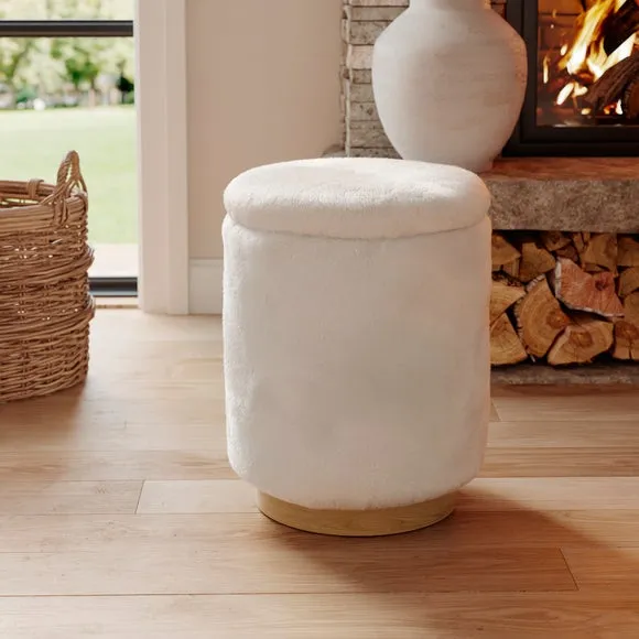 Supersoft Faux Fur Storage Footstool