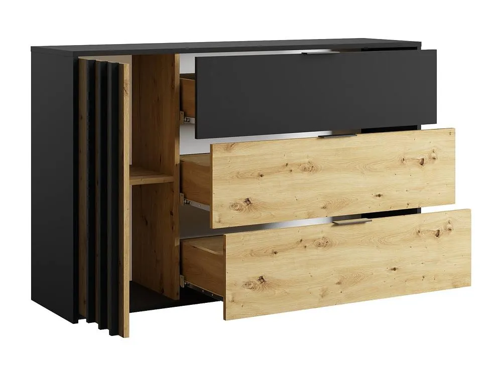 Vente-unique 3 - Drawer & 1 - Door Chest Of Drawers - Black & Natural - TUNALO 6