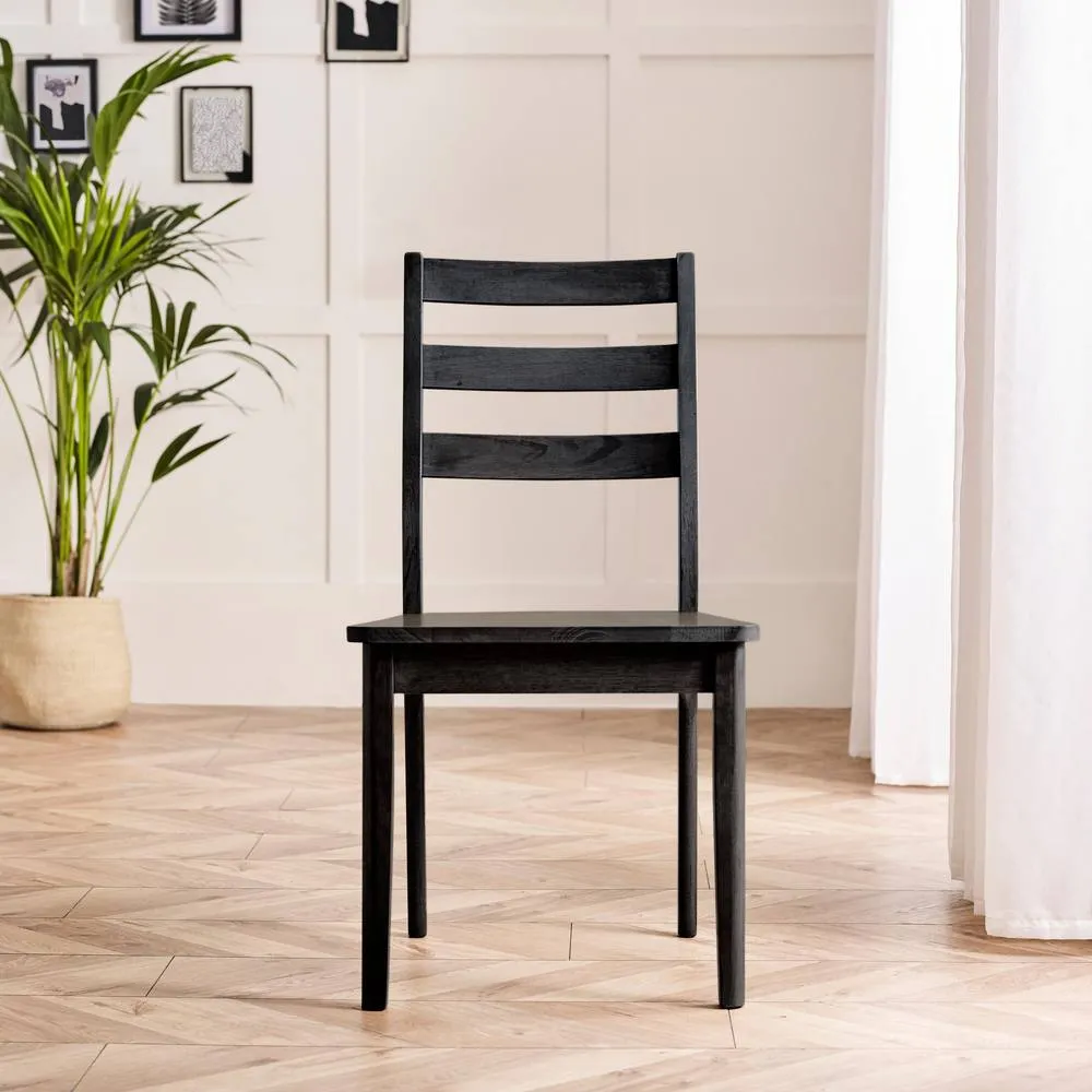 FurnitureboxUK 2x Lynton Black Wooden Dining Chairs 3