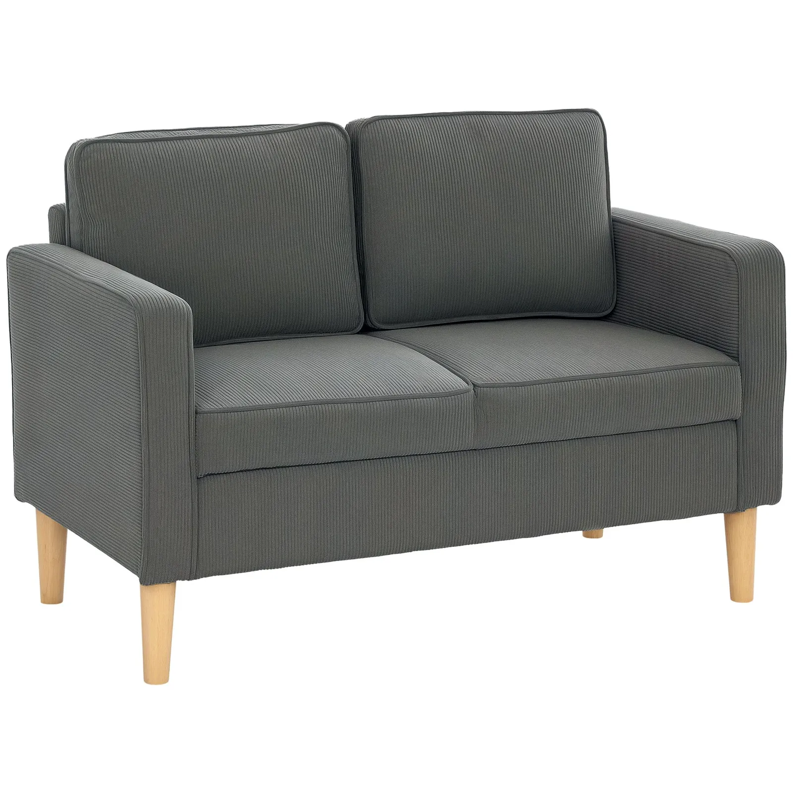 HOMCOM Compact 2 Seater Sofa with Under Seat Storage for Small Spaces in Grey 2