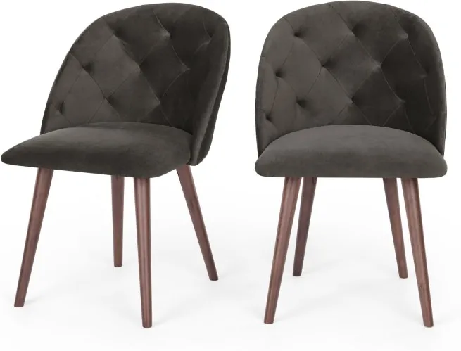 Set of 2 Clarris Dining Chairs, Otter Grey Velvet