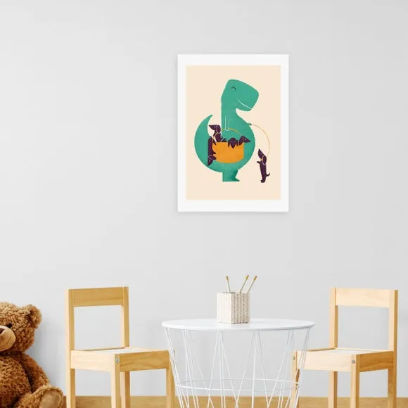 East End Prints T-Rex & his Basketful of Wiener Dogs Print 1