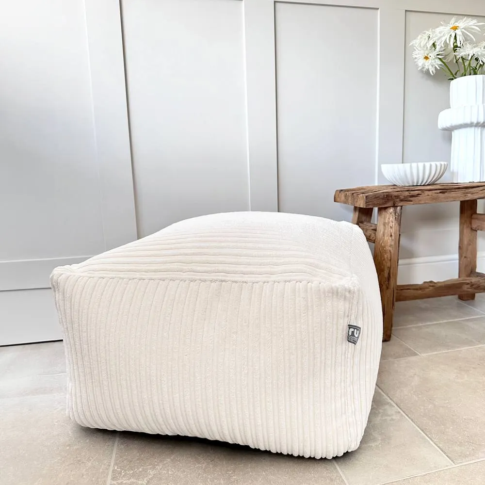 rucomfy Beanbags rucomfy Indoor Large Ottoman Pouffe - Jumbo Cord Bean Bag Footstool in Ivory