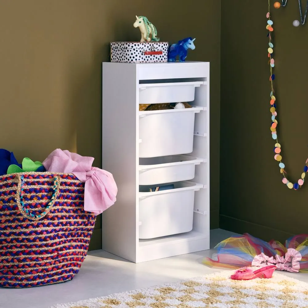 sweeek Children's storage unit with 4 storage bins in White