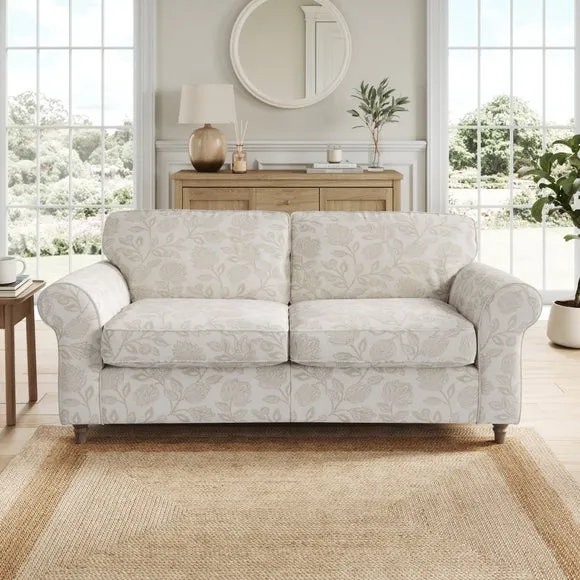 Flori Woven Floral Fabric 3 Seater Sofa 1