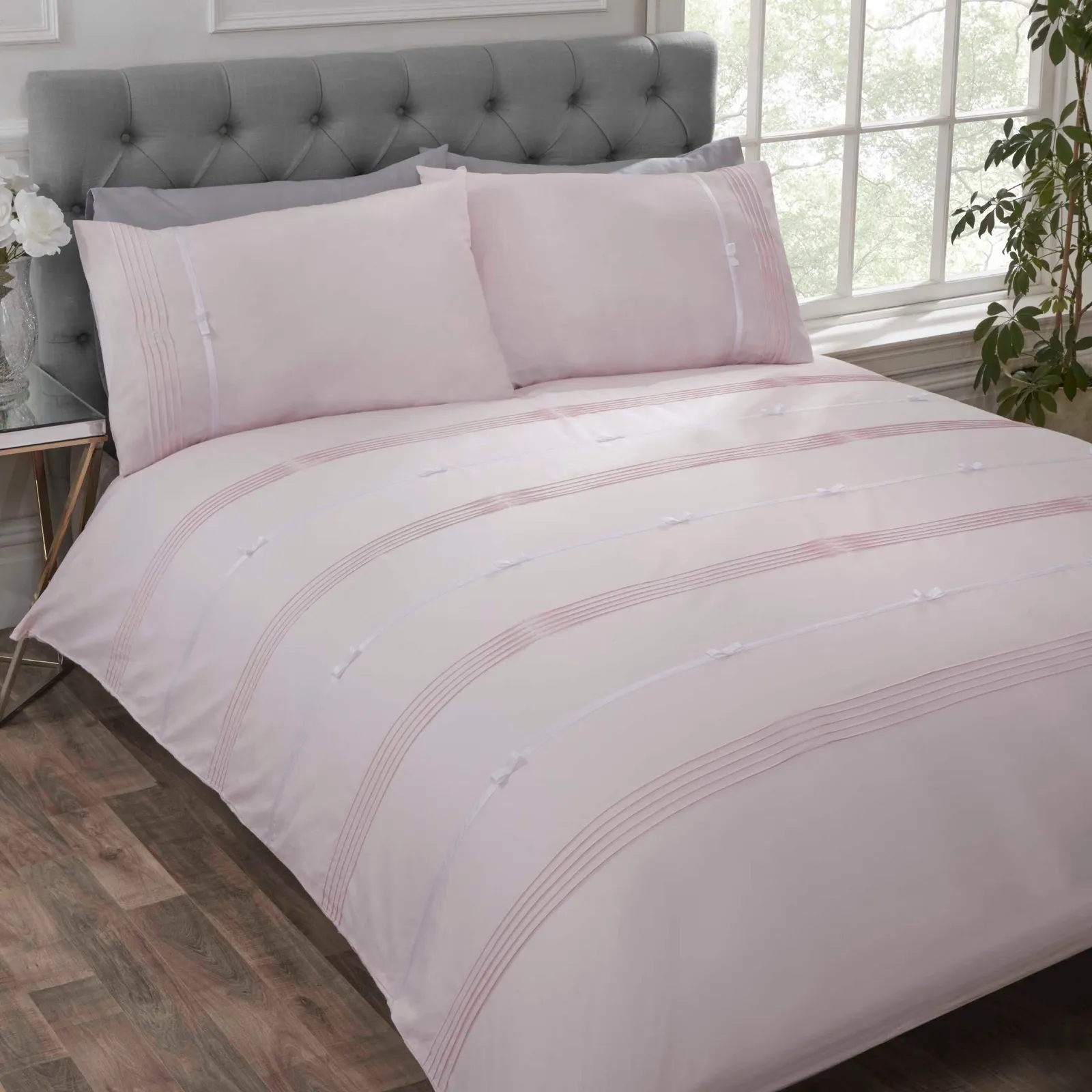 Rapport Home Clarissa Polycotton Duvet Cover Set With Pillowcase in Dusty Pink