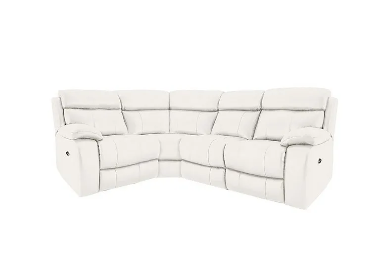 Moreno Small Leather Manual Recliner Left Hand Facing Corner Sofa - BV Star White