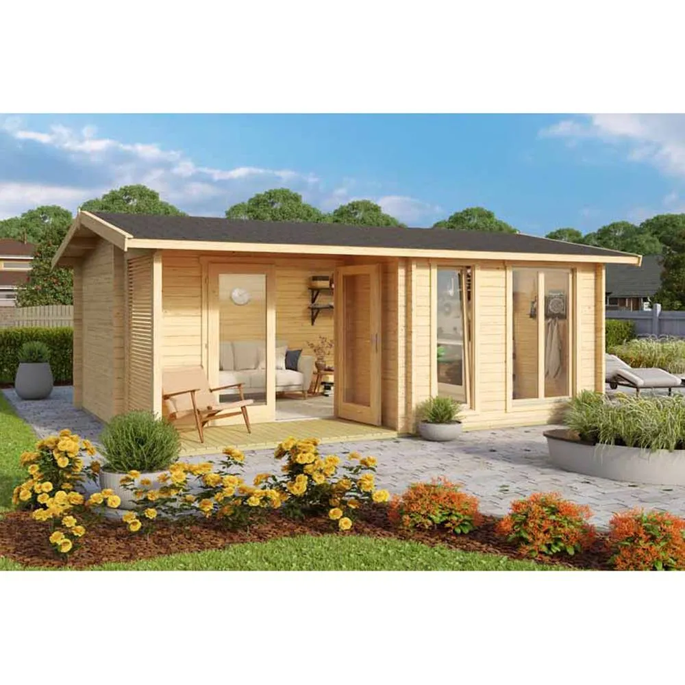 Lasita Maja Ltd Brighton 44-Log Cabin, Home Office - L580xW429.9xH250.8 cm in Brown 4