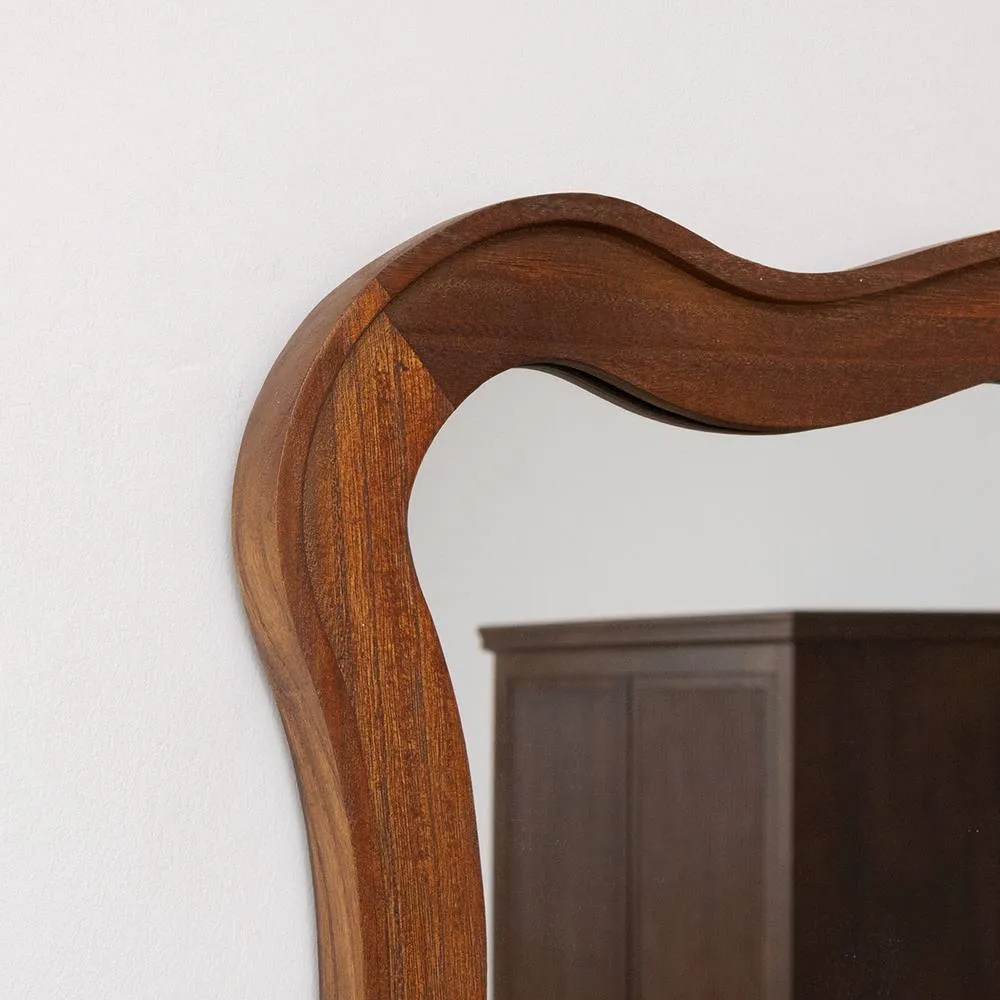 Melody Maison Large Natural Wood Wavy Edge Wall Mounted Mirror - 60cm X 80cm in Brown 5
