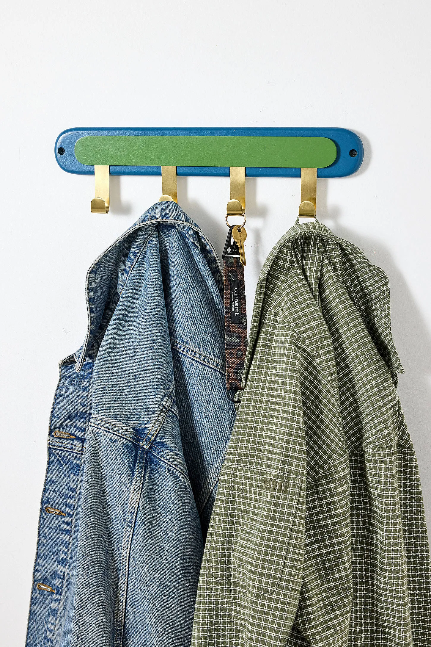 Green & Blue Two-Tone Metal Wall Hook - Green