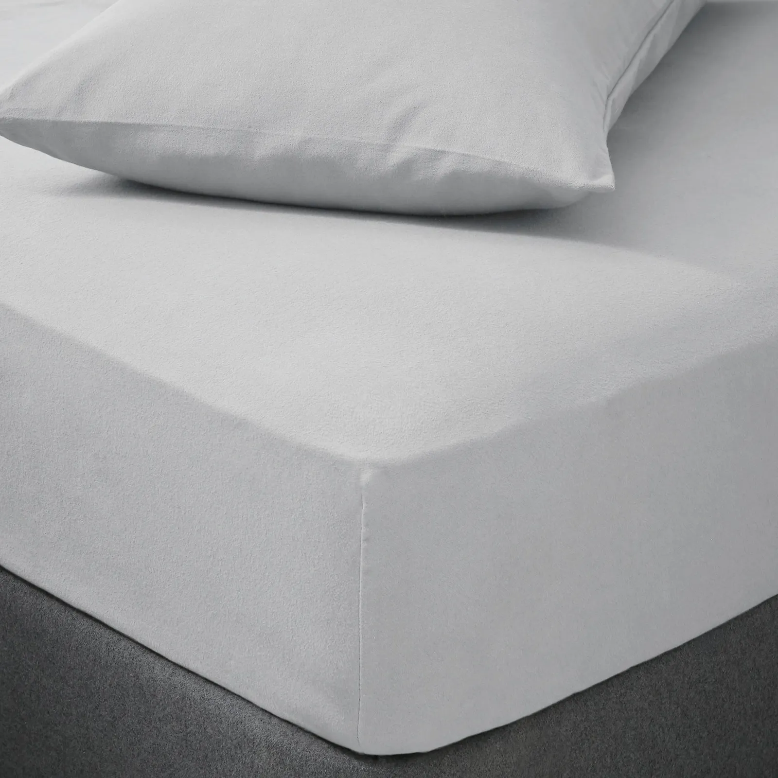 Soft & Cosy Luxury Brushed Cotton Fitted Sheet Silver